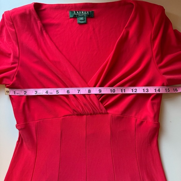 Lauren Ralph Lauren Red 3/4 Sleeve Fit Flare Dress 4P Office Formal Business - Picture 8 of 9